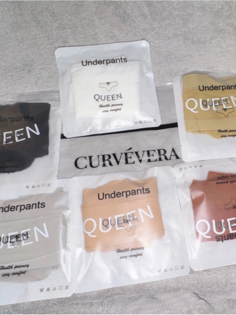 Curvevera 6 piece QUEEN Underpants Pack — Multi Neutral Colors Large NWT